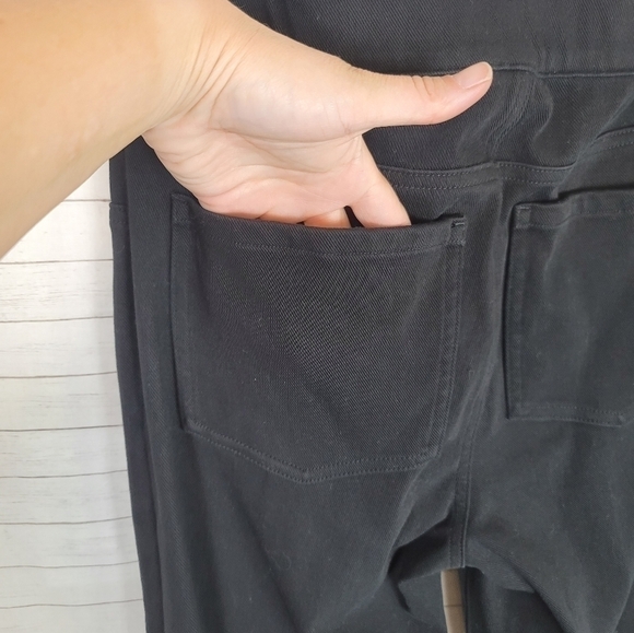 SPANX BLACK RIBBED PULL ON LEGGINGS, SZ LARGE - Picture 4 of 16